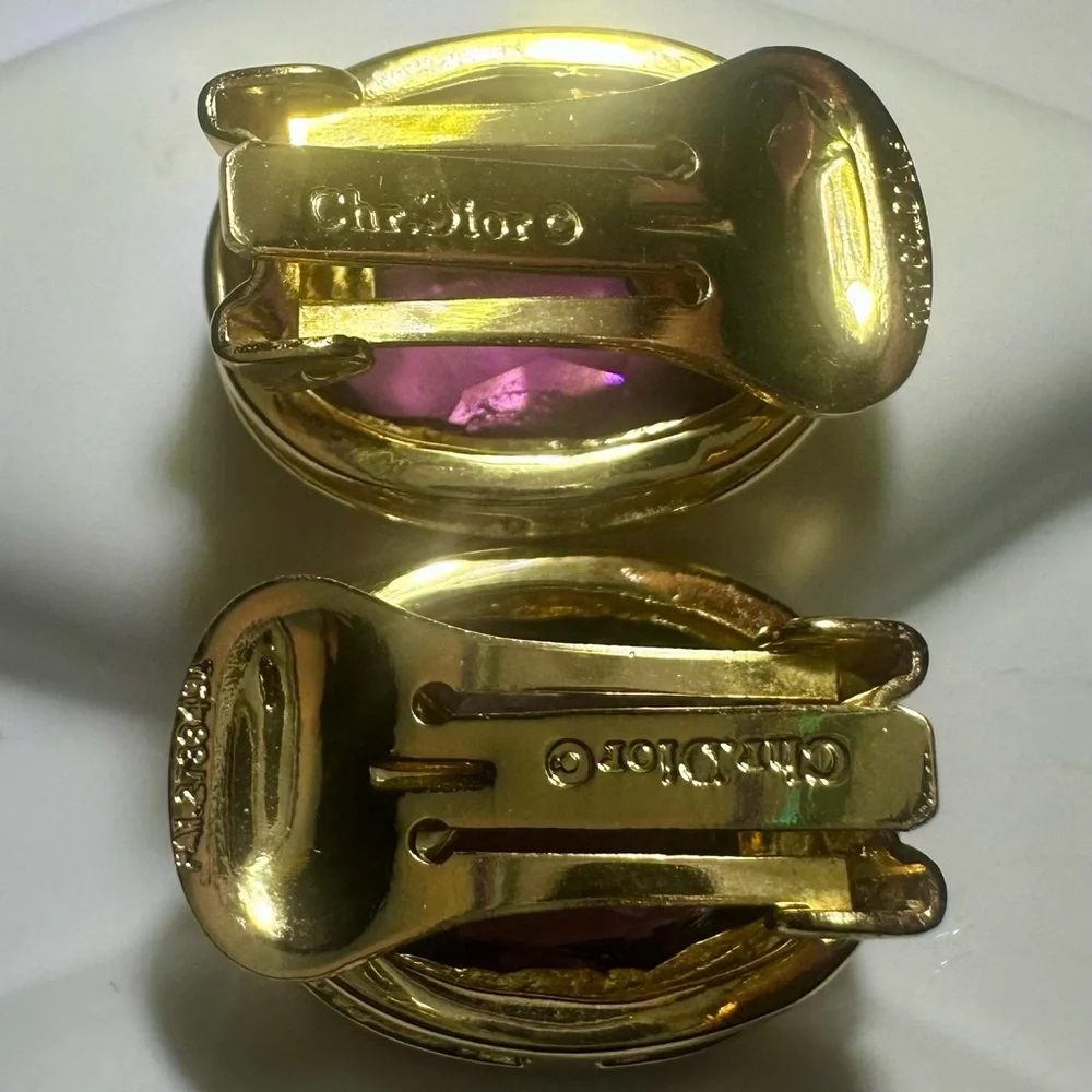 Vintage Christian DIOR Amethyst Crystal Earrings - Picture 2 of 5